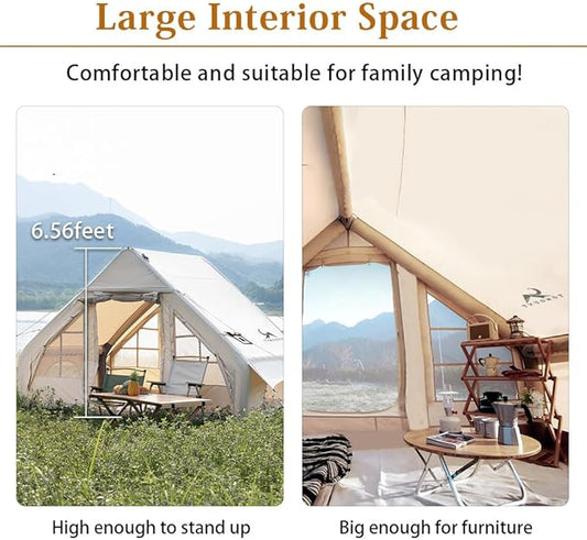 Inflatable Camping Tents Air Glamping Tents 4 Season Waterproof Easy Set up Cabin House Tent Blow up Tent for Family Camping