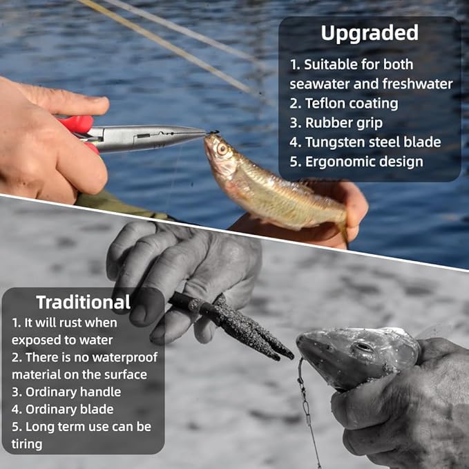 Fishing Pliers – High Carbon Manganese Steel Fish Hook Remover Tool with Tungsten Cutters – Fishing Gripper, Split Ring Pliers, Fishing Gear for Saltwater & Freshwater