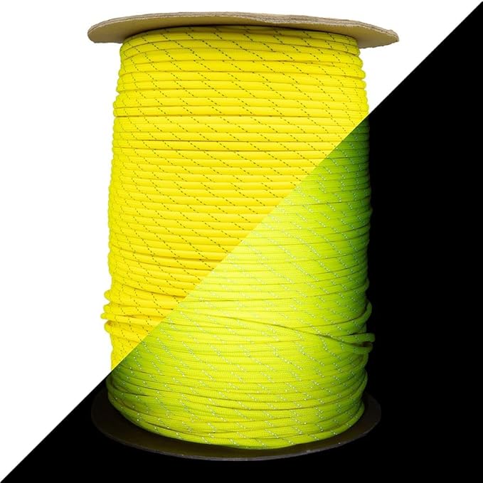 Reflective 550lb Paracord – 7 Strand Type III Nylon Parachute Cord for Hiking, Camping, and Fishing – 30+ Colors and 6 Length Options