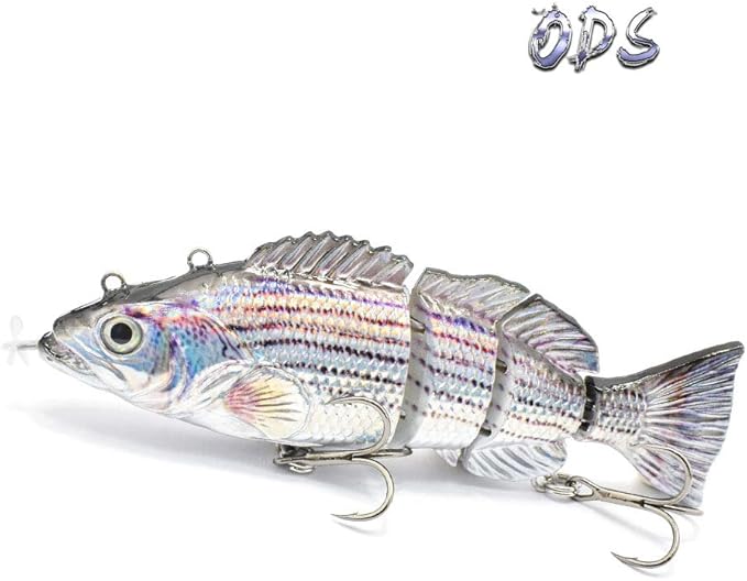 Robotic Swimming Lure,ODS Electric Fishing Lure 4 Segment Jointed Swimbait USB Rechargeable Robotic Lure for Bass Trout Pike