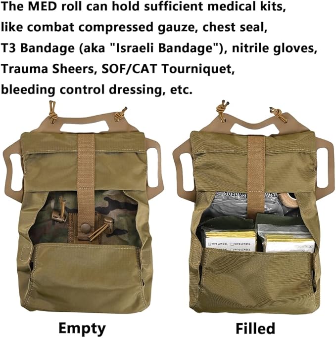 SABADO Rapid Deploy IFAK Pouch First Aid Kits Pack Tactical Two-piece System Medical Supply Holder Roll Carrier Hypalon Handle Outdoor Sport Hunting Bag Laminated Matting Fabric