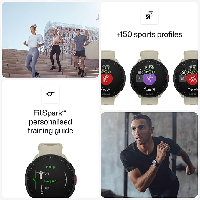 POLAR Pacer Ultra-Light GPS Fitness Tracker Smartwatch for Runners; S-L, for Men or Women, White