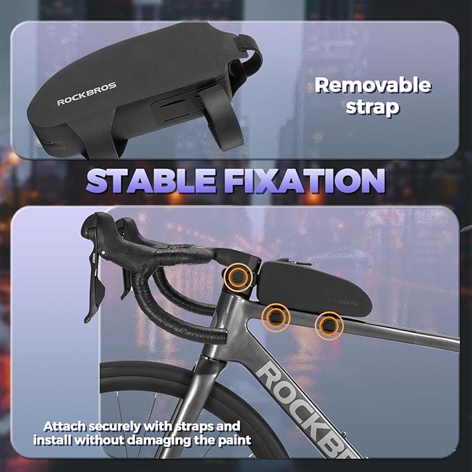 ROCKBROS Bike Top Tube Bag Bicycle Front Frame Bag Waterproof Bike Pouch Pack/Phone Bag Cycling Accessories Pouch for Mountain Road Bike Medium