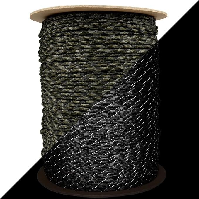 Reflective 550lb Paracord – 7 Strand Type III Nylon Parachute Cord for Hiking, Camping, and Fishing – 30+ Colors and 6 Length Options