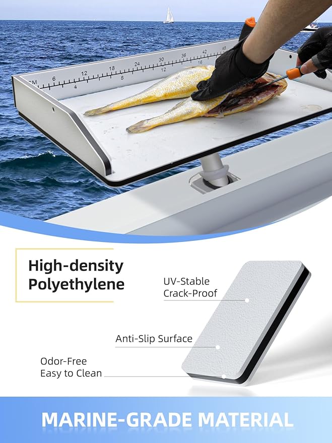 Bait Cutting Board Boat Table Bait Cutting Boards for Rod Holder Mount Bait Fillet Table for Fish Cleaning Station Boat Drink Bar and Grill Platform Marine Accessories Fishing Gifts (Black)