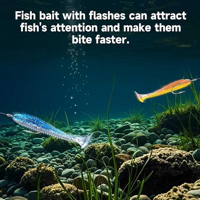 Soft Fishing Lures(96 Pcs), Unique Vibrating Swim Action, Paddle Tail Swimbaits Soft Plastic Lures for Trout Crappie Walleye Sea Bass(96 Pcs, 8 Colors)