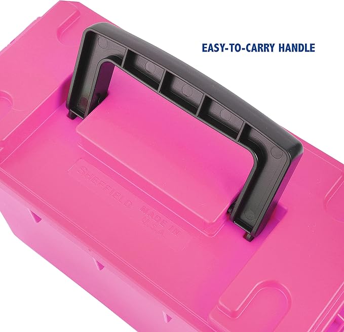 Sheffield 12631 Ammo Storage Box, Stackable .30 Cal Field Boxes, Water and Dust Resistant, Lockable Storage Box with Handle, Secures Hunting Gear, Supplies, and Bullets, Made in USA, Pink, 1-Pack
