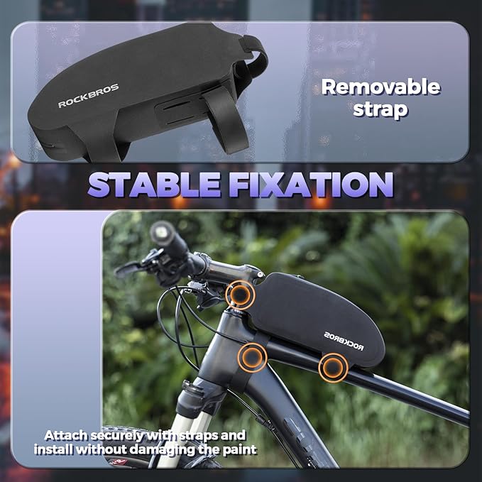 ROCKBROS Bike Top Tube Bag Bicycle Front Frame Bag Waterproof Bike Pouch Pack Bike Phone Bag Cycling Accessories Pouch for Mountain Road Bike Large Upgrade