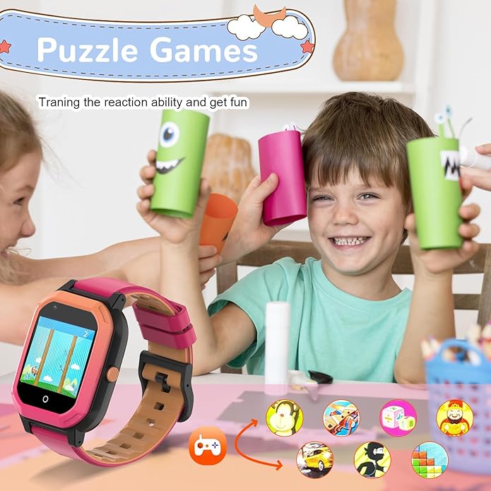 Wonlex GPS Smart Watch for Kids, 4G Smartwatch with SIM Card, 1.4" Phone Watch with Video Calls, Voice Chat, SOS, Camera, Pedometer, Alarm, Games for Boys Girls Aged 3-12 Years Old