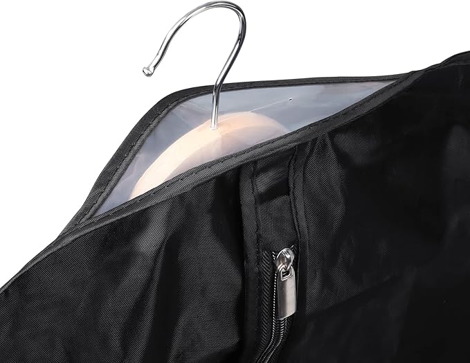 Univivi Garment Bag 60 inch Lightweight Suit Bags for Closet Storage, 8 Pack Garment Bag for Dresses Long with Zipper and Eye-Hole Carry Handles for Folding for Tuxedos Coats Dresses, Black