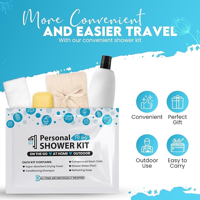 Compact Personal Shower Kit To-Go– Your Hygiene Companion for Travel, Gym, and Outdoor Adventures (50)