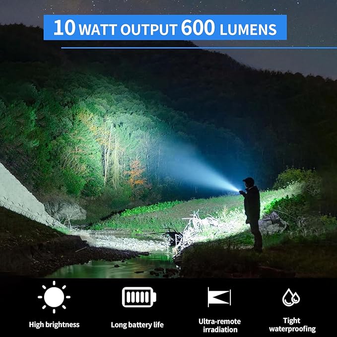 Heavy Duty 2-Cell D Battery LED Big Flashlights, High Lumens, Single Mode, Aluminum, Rugged Metal Flashlight for Outdoors and Emergency Power Outages (1 Pack)