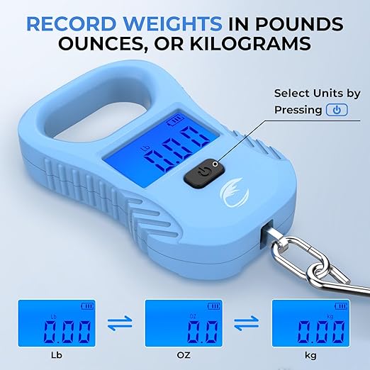 Calamus Lightweight Fish Scale & Lip Grip Combo, Rechargeable Digital Scale with USB Cable, 55lb Capacity, Lip Gripper with Soft Retractable and Detachable Measuring Tape, Fishing Gifts for Men