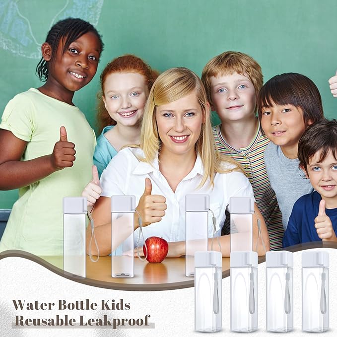 Mifoci 30 Pcs Water Bottle Bulk 17 oz Plastic Sports Water Bottles for Kids Adults Reusable Leak Proof Portable Drink Container Large for School Classroom Travel Camping Fitness Office(White)