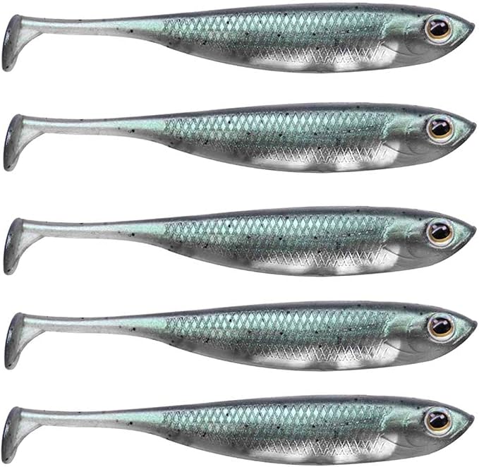 QualyQualy Soft Plastic Swimbait Paddle Tail Shad Lure Soft Bass Shad Bait Minnow Paddle Tail Swim Bait for Bass Trout Walleye Crappie - 2.75in, 3.14in, 3.94in, 5in