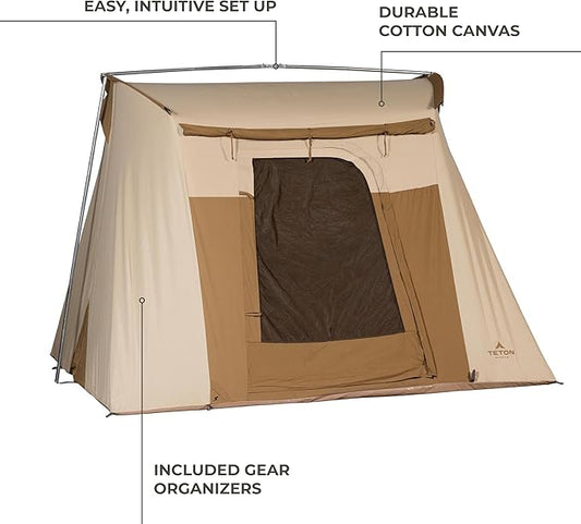 TETON Sports Canvas Tents, Tent for Family Camping in All Seasons, The Right Shelter for Your Base Camp, Waterproof