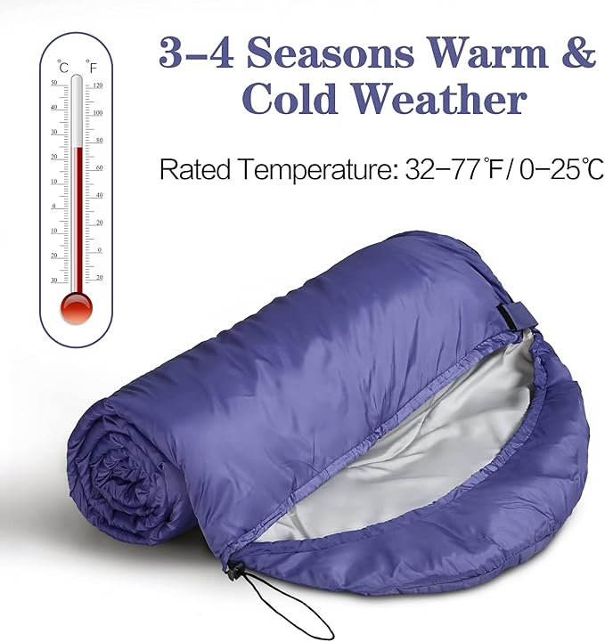 Sleeping Bags for Adults, Teens & Kids - Use for 3-4 Seasons, Warm & Cold Weather - Lightweight,Waterproof, Use for Backpacking, Hiking and Camping