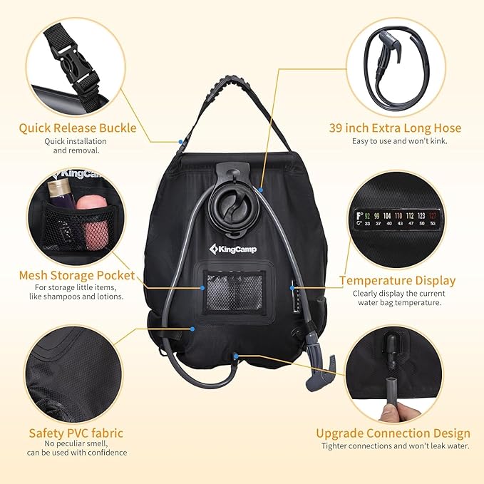 KingCamp Outdoor Shower Tents for Camping, Portable Instant Pop Up Privacy 2 Room Tent, with 5 Gallon/20L Portable Outdoor Shower Bag Sunlight Shower Bag