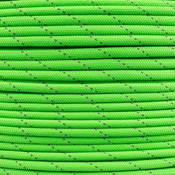 Reflective 550lb Paracord – 7 Strand Type III Nylon Parachute Cord for Hiking, Camping, and Fishing – 30+ Colors and 6 Length Options