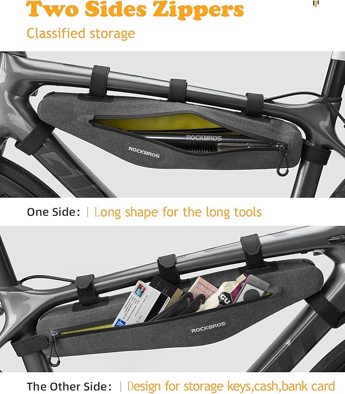 ROCKBROS Bike Frame Bag Bike Triangle Bag Waterproof Bike Top Tube Bag Cycling Pouch 1.5 L Classified Capacity