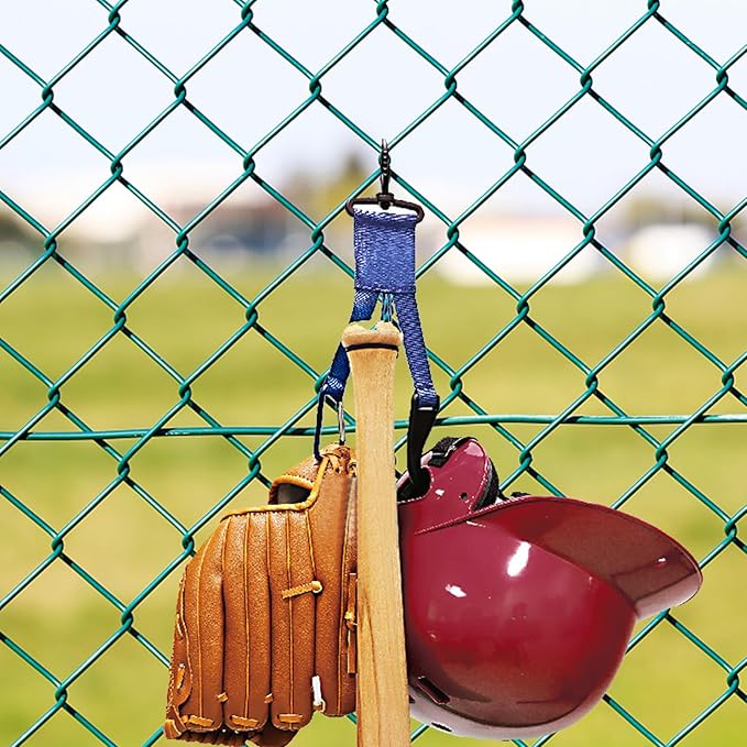 Baseball Softball Gear Hanger Dugout Organizer -Multipurpose Hanging Buckle Metal Hangers for Hold Outdoor Sports Equipment, Camping, Gloves, Helmets, Bats, Water Bottle Holder (Blue)