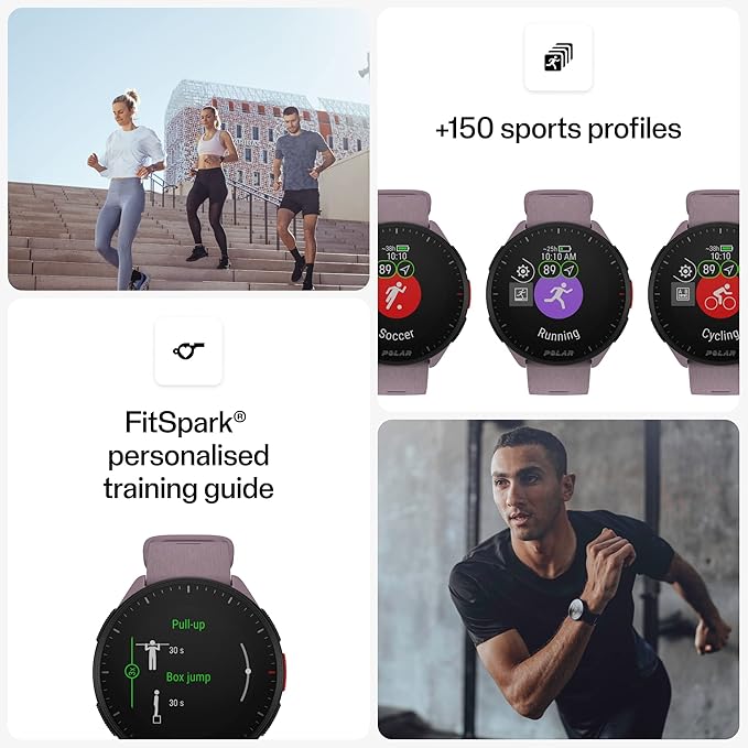 POLAR Pacer Ultra-Light GPS Fitness Tracker Smartwatch for Runners; S-L, for Men or Women, Purple