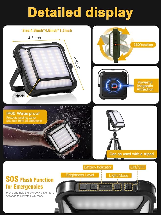 Lanterns for Power Outages, LED Camping Lantern Rechargeable 1000LM, 10000mAh Portable Emergency Light, Waterproof, 3 Modes for Tent, Outdoor, and Emergency Use(Green