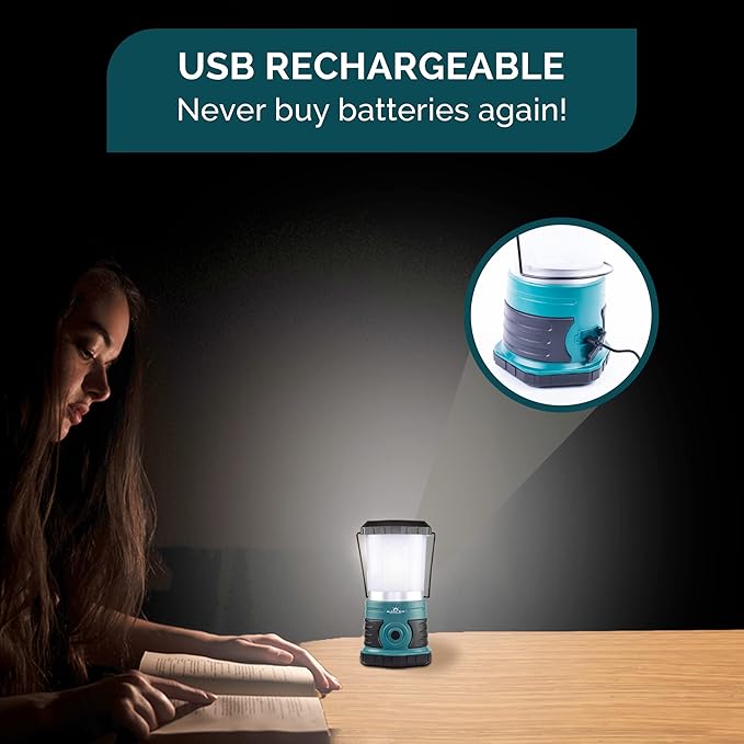 Blazin' Sun Rechargeable LED Lantern 1500 Lumen | Portable Camping Lantern | Hurricane, Emergency, Storm, Power Outage Light | 4 Modes | Runs Up to 25 Hours