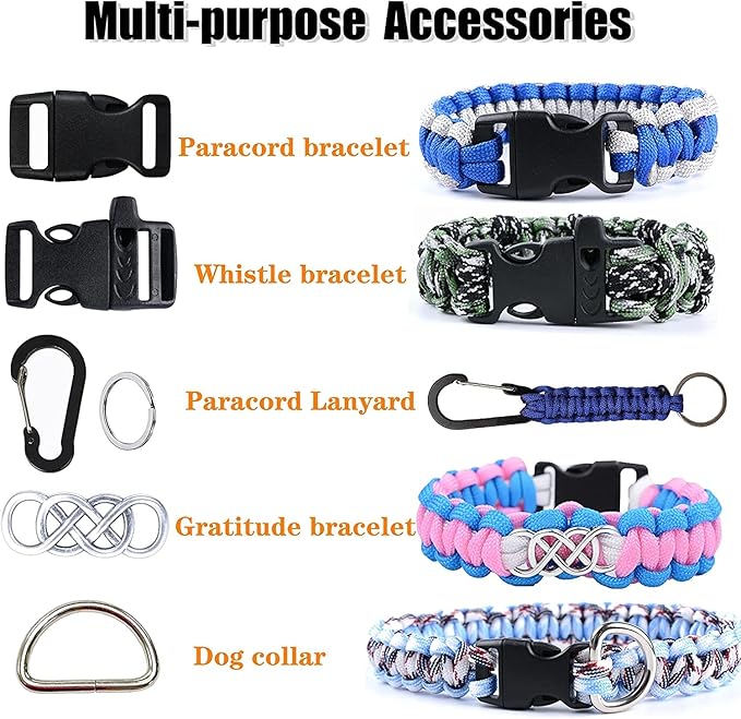 MONOBIN Paracord Combo Kit - 36 Colors, Multifunction Ropes & Accessories for Crafts