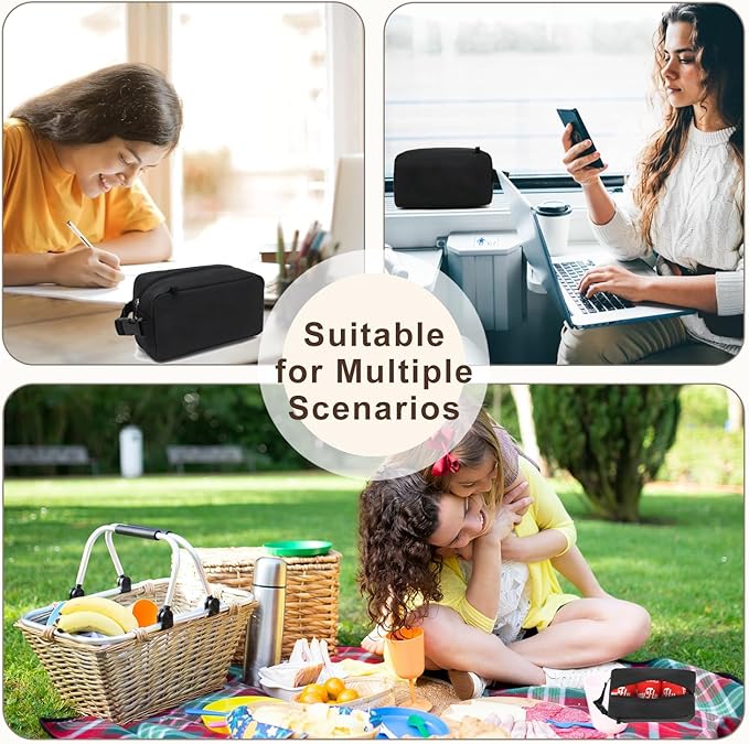 FlowFly Small Insulated Lunch box Portable Soft Bag Mini Cooler Thermal Meal Tote Kit with Buckle for Work, PlaidWithBuckle