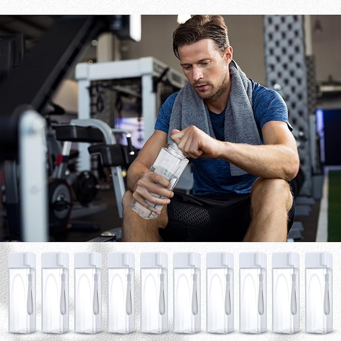 Mifoci 30 Pcs Water Bottle Bulk 17 oz Plastic Sports Water Bottles for Kids Adults Reusable Leak Proof Portable Drink Container Large for School Classroom Travel Camping Fitness Office(White)
