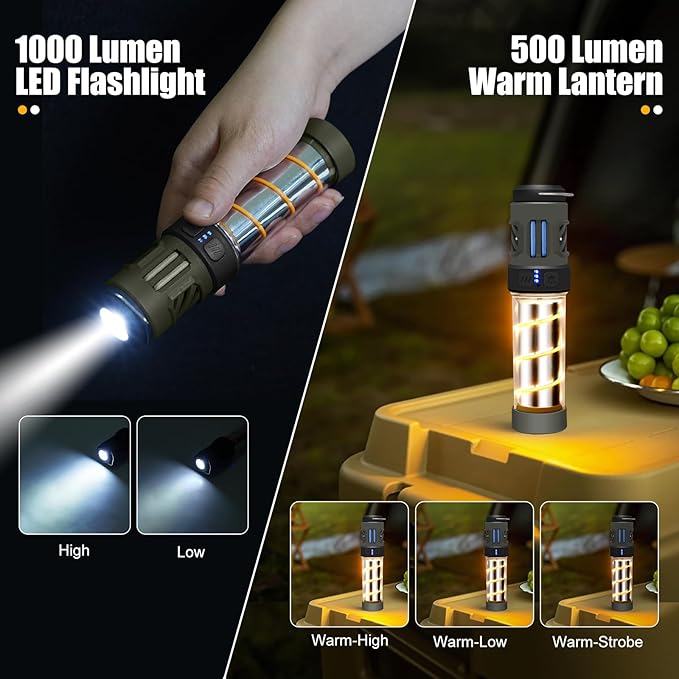 ๐๐ธ๐ผ๐บ๐พ๐ฒ๐ฝ๐ธ ๐ก๐ฎ๐น๐ฎ๐ต๐ต๐ฎ๐ท๐ฝ,Buzz Defense Portable, Rechargeable Flashlight&Lantern Camping Lights with Dual-Heating,Magnetic Design, Buzz Repel Lantern Light for Patio Camping, 6 Refills