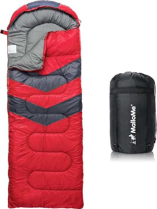 MalloMe Sleeping Bags for Adults Cold Weather & Warm - Backpacking Camping Sleeping Bag for Kids 10-12, Girls, Boys - Lightweight Compact Camping Essentials Gear Accessories Hiking Sleep Must Haves