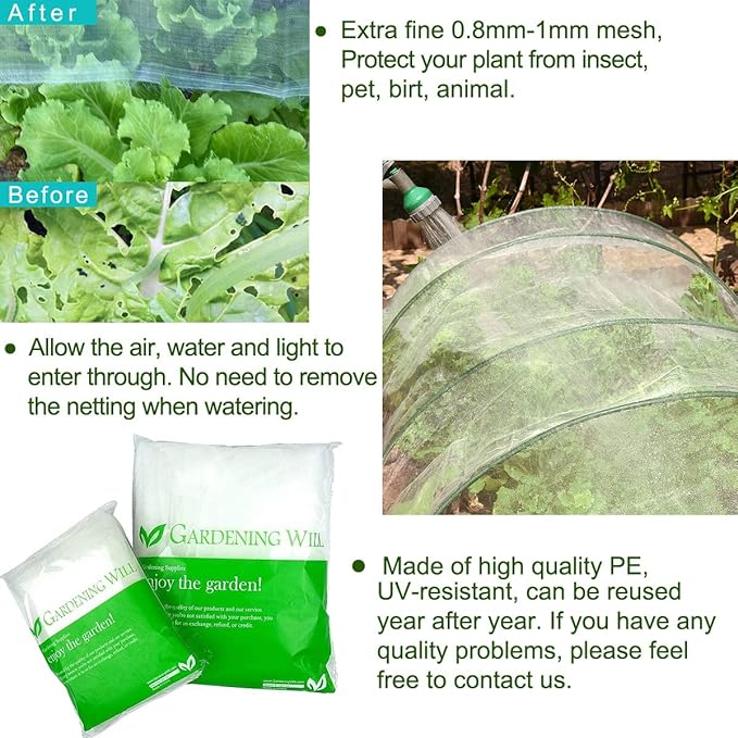 6.5Ft x 10Ft Mosquito Bug Insect Bird Fine Mesh Net Barrier Hunting Blind Garden Screen Netting for Protect Your Plant Fruits Flower