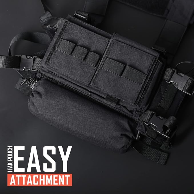 WYNEX Tactical First Aid Drop Dump Pouch, Medical Trauma Roll Up Drop Pouch EMT IFAK Sub Abdominal Carrying Bag with Hook-N-Loop for Chest Rig Vest
