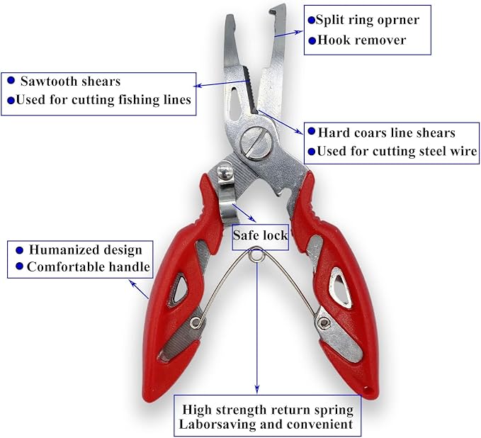 Pack of 201pcs Fishing Stainless Steel Split Rings 5 Sizes and Plier Set, Split Ring Capable of withstanding Large tensile Force and Fishing Plier Tool Kit for Saltwater Fishing Lure Connectors…