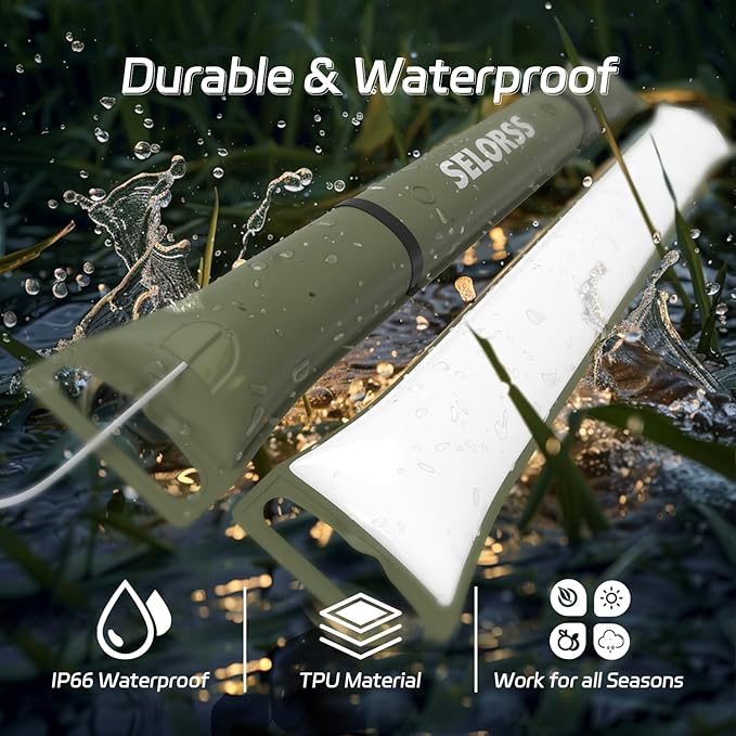 SELORSS Portable Inflatable Folding Outdoor Camping Light, IP66 Waterproof Standard with USB Plug for camping, hiking, traveling and other outdoor environments.(Green)