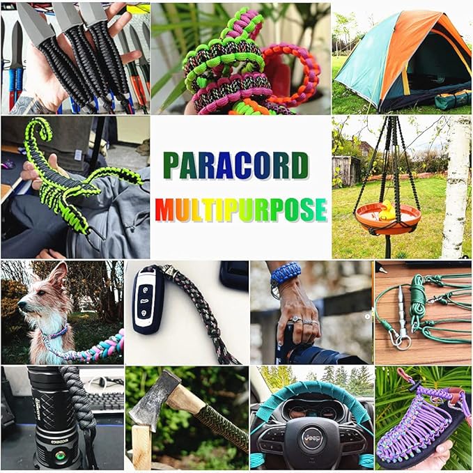 WEREWOLVES Paracord 550, 4MM Paracord 20 Colors & 2MM Micro Paracord Rope 10 Colors with Instructions Book, Paracord Bracelet Combo Crafting Kits, Parachute Cord and Complete Accessories