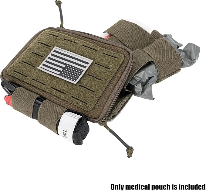 Medical Pouch for Tactical/Duty Belt MOLLE Vest/Pack EMT First Aid Pouch IFAK Utility Pouch Trauma Kit Organizer w/Tourniquet Holder