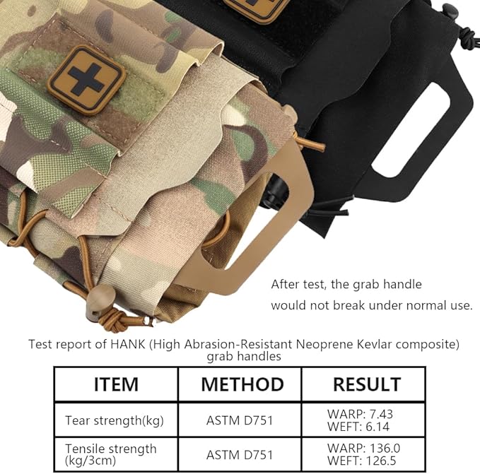 SABADO Rapid Deploy IFAK Pouch First Aid Kits Pack Tactical Two-piece System Medical Supply Holder Roll Carrier Hypalon Handle Outdoor Sport Hunting Bag Laminated Matting Fabric