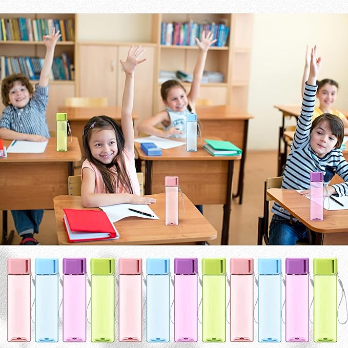 Mifoci 30 Pcs Water Bottle Bulk 17 oz Plastic Sports Water Bottles for Kids Adults Reusable Leak Proof Portable Drink Container Large for School Classroom Travel Camping Fitness Office(Multicolor)