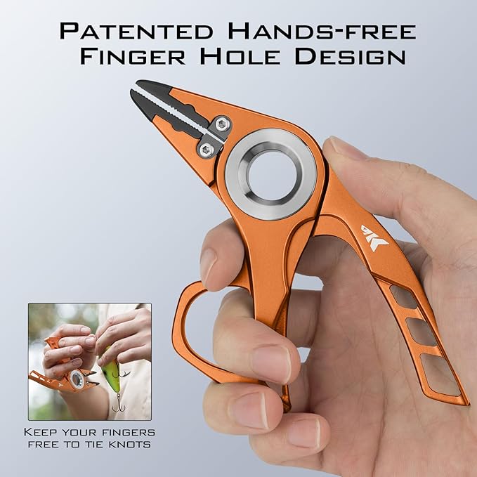 KastKing Micro Gila Fishing Pliers, Fishing Pliers Saltwater, Aircraft Grade Aluminum, Fishing Tool with Tungsten Carbide Cutters, Saltwater Resistant, Burt Orange