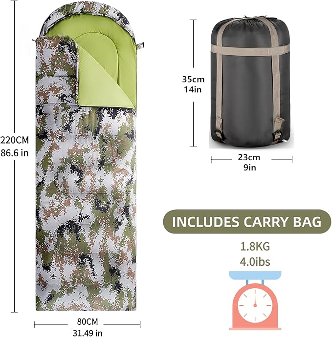 Sleeping Bags for Adults, Teens & Kids - Use for 3-4 Seasons, Warm & Cold Weather - Lightweight,Waterproof, Use for Backpacking, Hiking and Camping