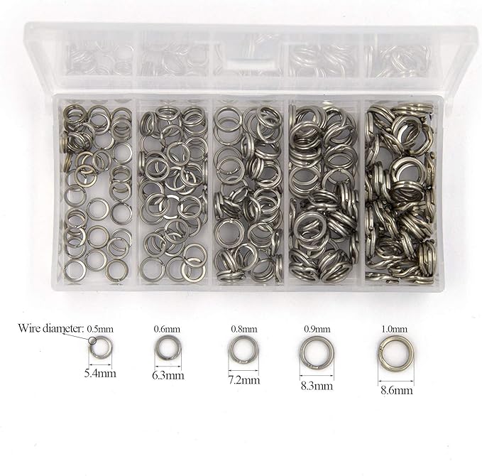 Pack of 201pcs Fishing Stainless Steel Split Rings 5 Sizes and Plier Set, Split Ring Capable of withstanding Large tensile Force and Fishing Plier Tool Kit for Saltwater Fishing Lure Connectors…