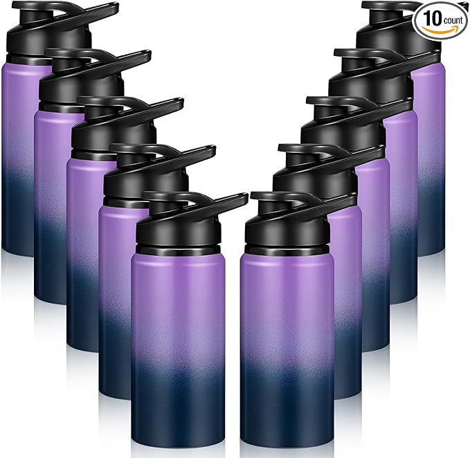 10 Pcs Reusable Aluminum Water Bottles Bulk Multicolor Outdoor Sports Water Bottles for Travel Gym Cycling Camping, Snap Lid