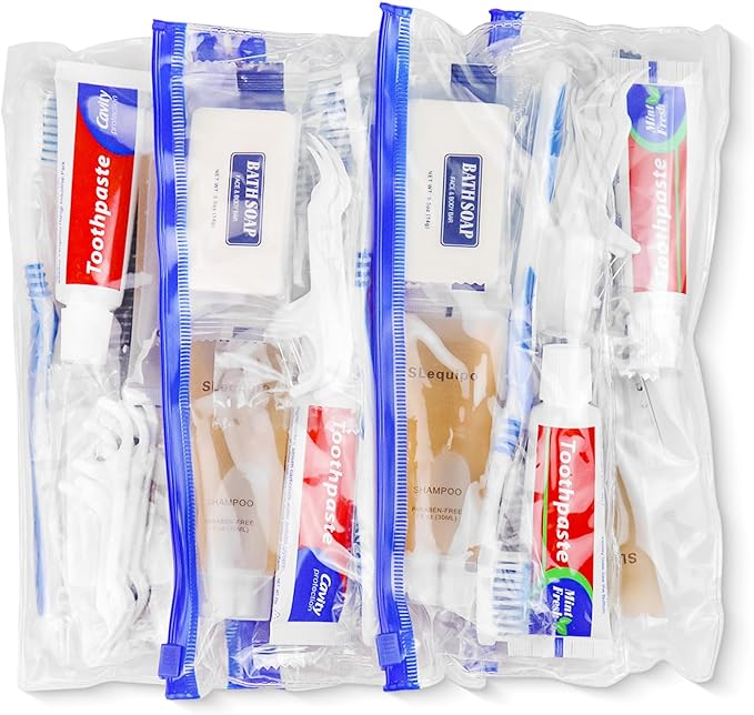 Pack of 5 Hygiene Kit, Hygiene Kit Bulk, Individually Packed, Travel Hygiene Kit with Toothbrush, Toothpaste, Comb, Shampoo, Soap and Floss Picks, Home, Suitable for Hotel, Camping, Travel
