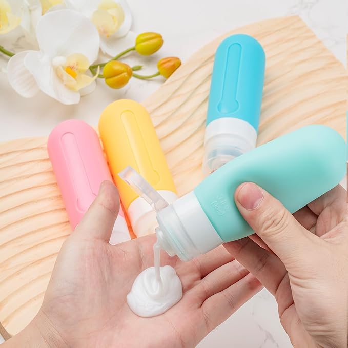 16pack Travel Bottles for Toiletries, TSA Approved LeakProof Squeezable Silicone Toiletry Containers for Shampoo, Conditioner, 3oz Portable Refillable Travel Size Liquid Containers (16Pcs/Warm Color)