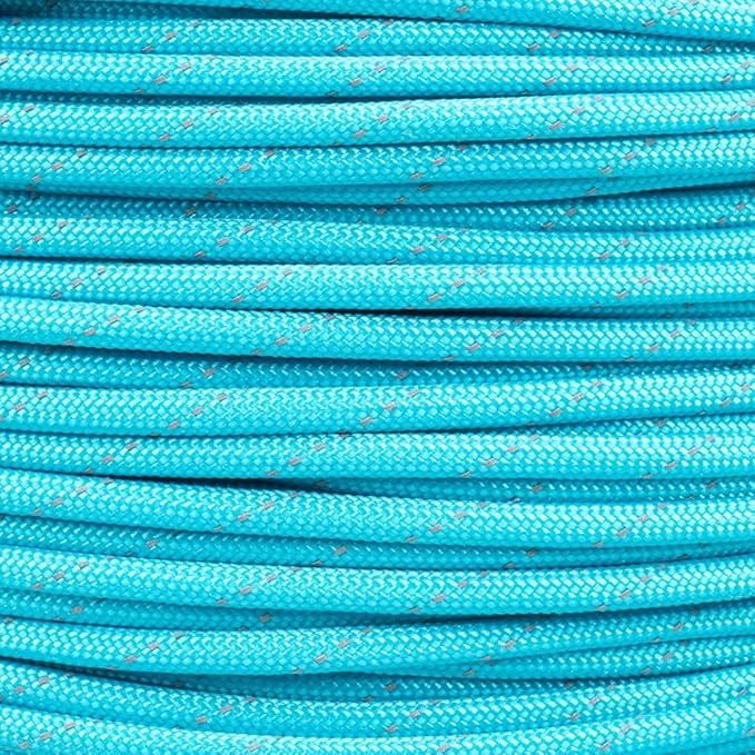 Reflective 550lb Paracord – 7 Strand Type III Nylon Parachute Cord for Hiking, Camping, and Fishing – 30+ Colors and 6 Length Options