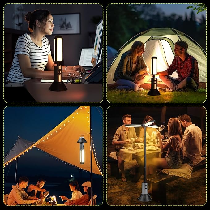 Telescopic Camping Light, 3000mAh Rechargeable Camping Lantern - 2 Dimmable Modes & 3 Flashlight Modes, IPX4 Waterproof, Portable Collapsible Light for Camping, Hiking, Home Emergency