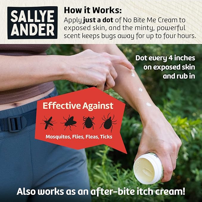 SALLYEANDER No Bite Me All-Natural Bug & Insect Repellent - Anti Itch Cream - 8 oz - Safe for Kids and Infants - Repels Mosquitoes, Black Flies, Fleas, and Ticks
